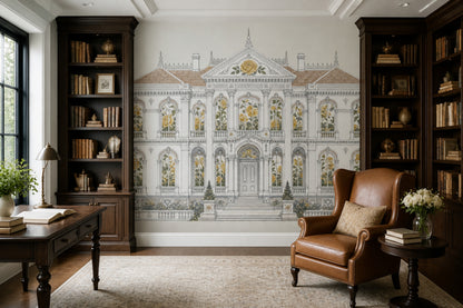 French Chateau Wallpaper Mansion Roses Wall Mural