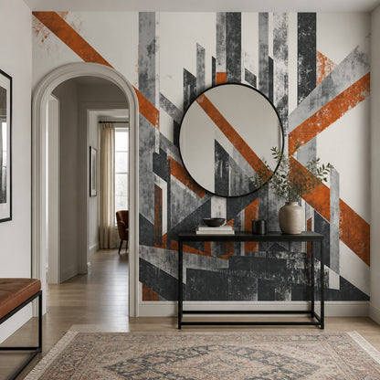 Urban Skyline Wallpaper Geometric Industrial Wall Mural