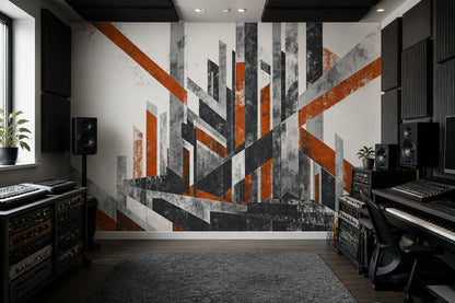 Urban Skyline Wallpaper Geometric Industrial Wall Mural