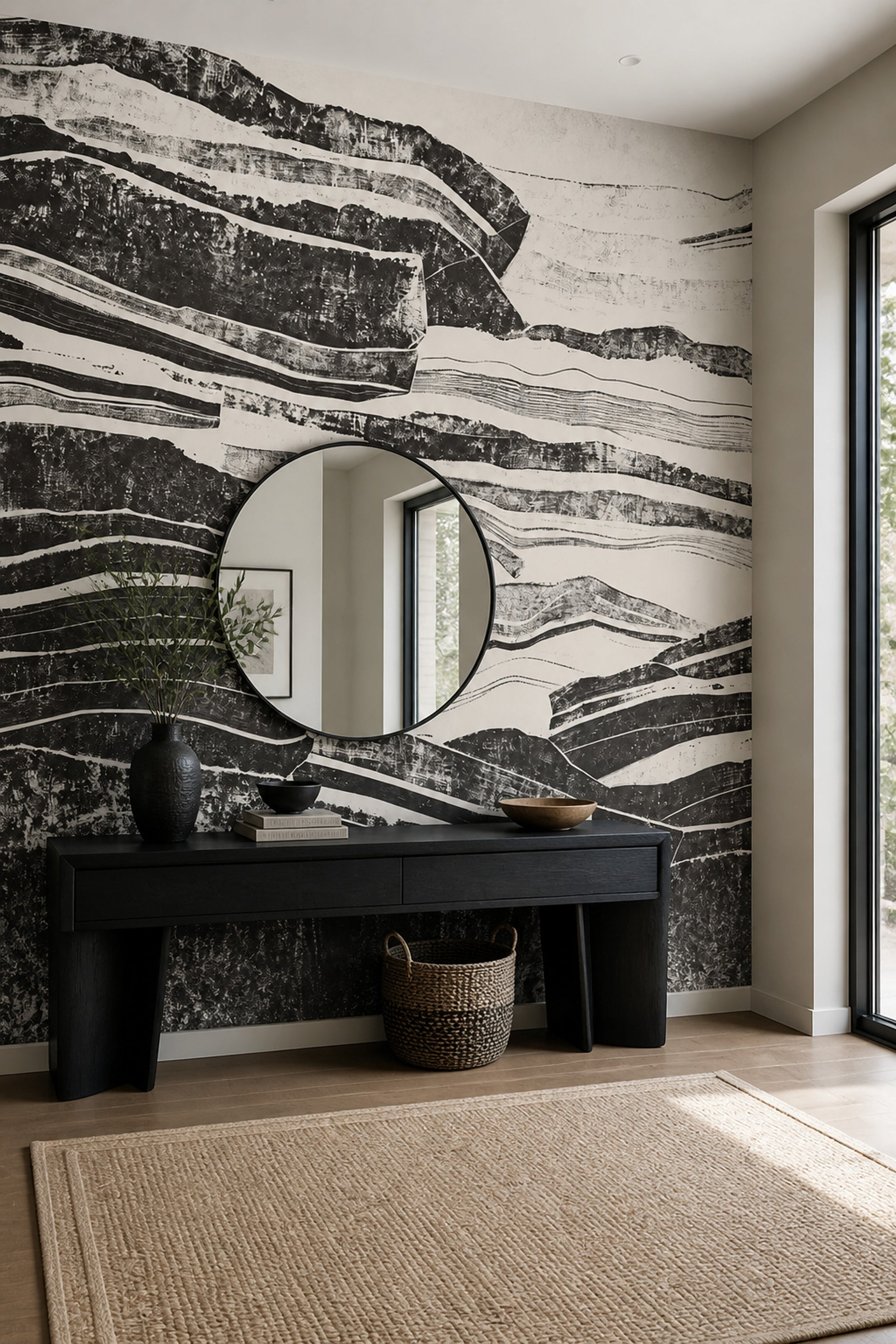 Geological Strata Wallpaper Layered Rock Removable Horizontal Bands Wall Decor