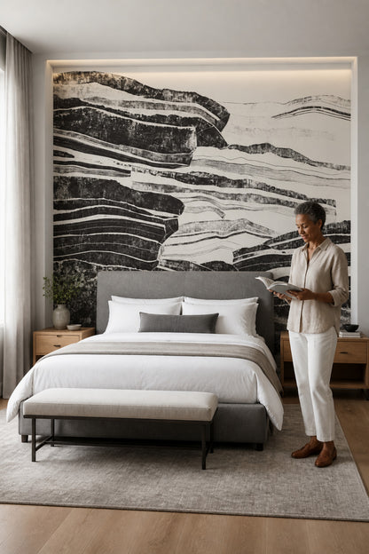 Geological Strata Wallpaper Layered Rock Removable Horizontal Bands Wall Decor