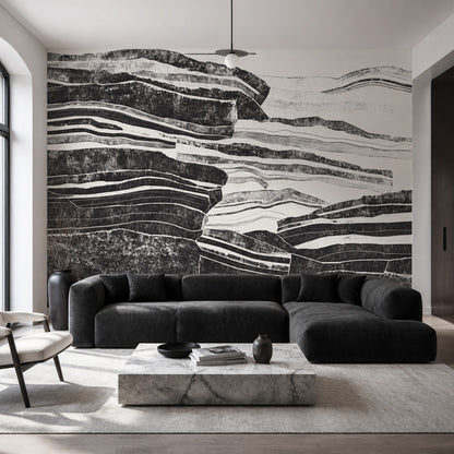 Geological Strata Wallpaper Layered Rock Removable Horizontal Bands Wall Decor