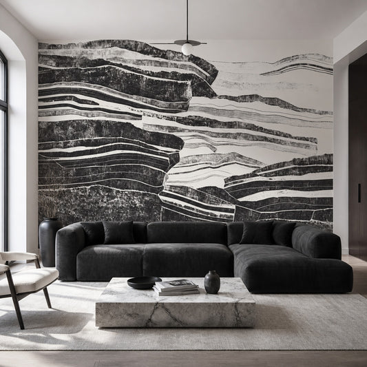 Geological Strata Wallpaper Layered Rock Removable Horizontal Bands Wall Decor