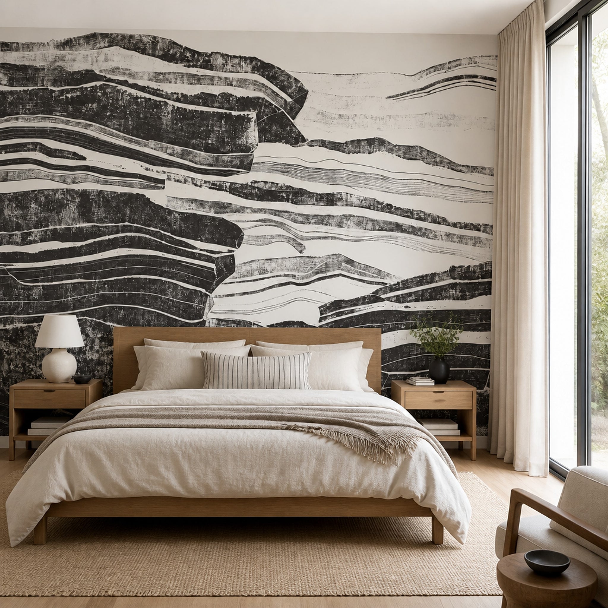 Geological Strata Wallpaper Layered Rock Removable Horizontal Bands Wall Decor