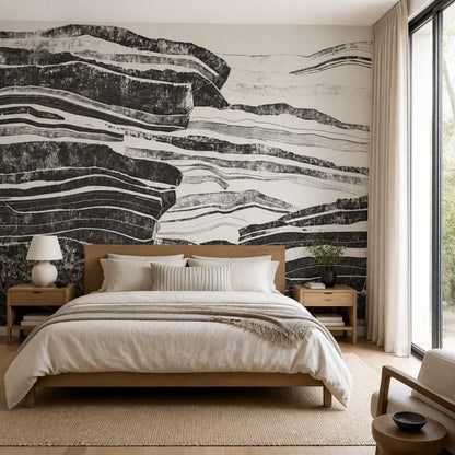 Geological Strata Wallpaper Layered Rock Removable Horizontal Bands Wall Decor