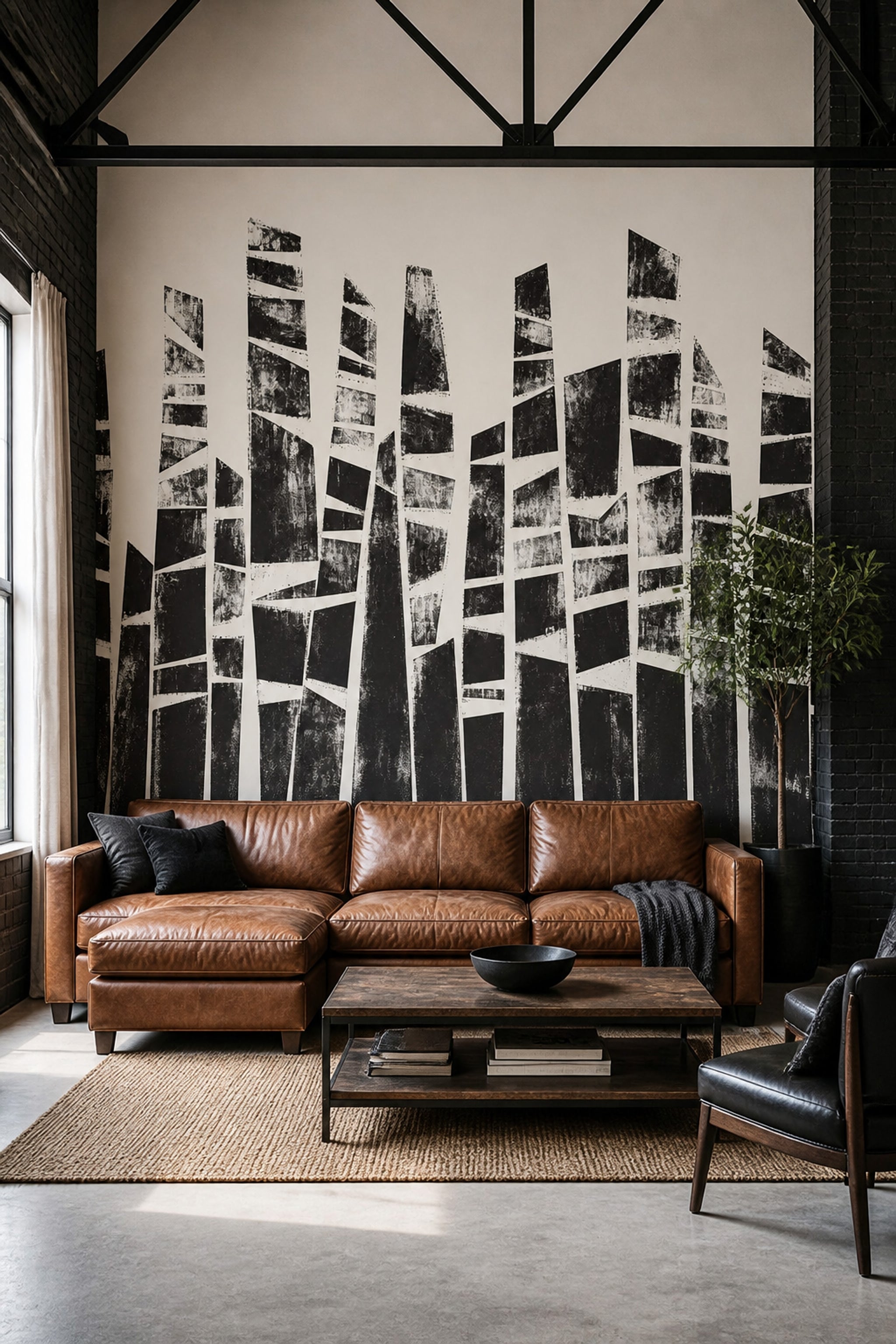 White Background Wallpaper Minimal Cityscape Removable Wall Decor