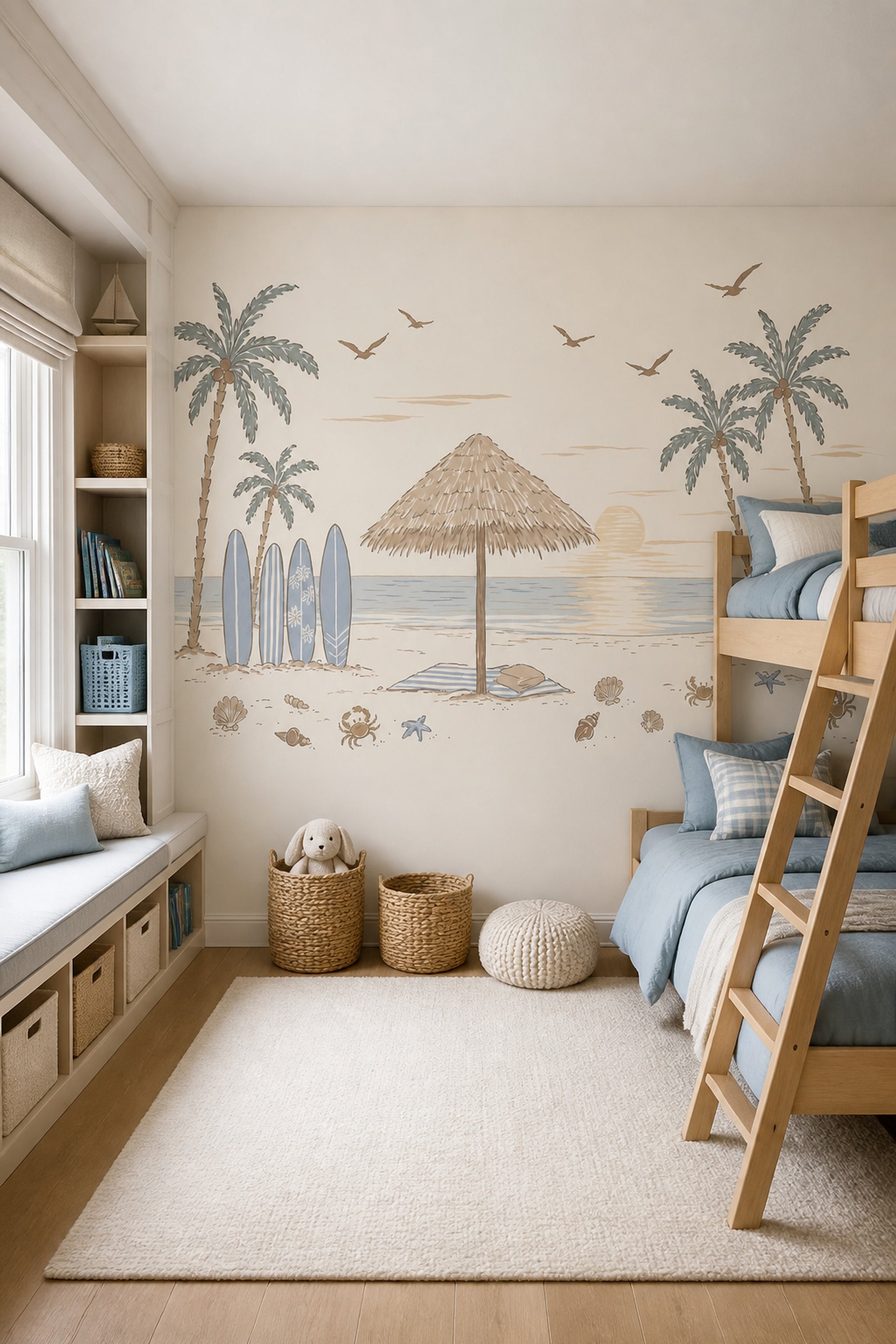 Tropical Beach Wallpaper Sunset Palm Trees Removable Wall Decor