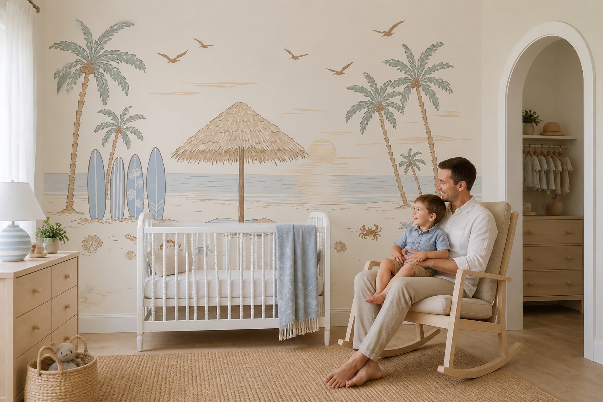 Tropical Beach Wallpaper Sunset Palm Trees Removable Wall Decor