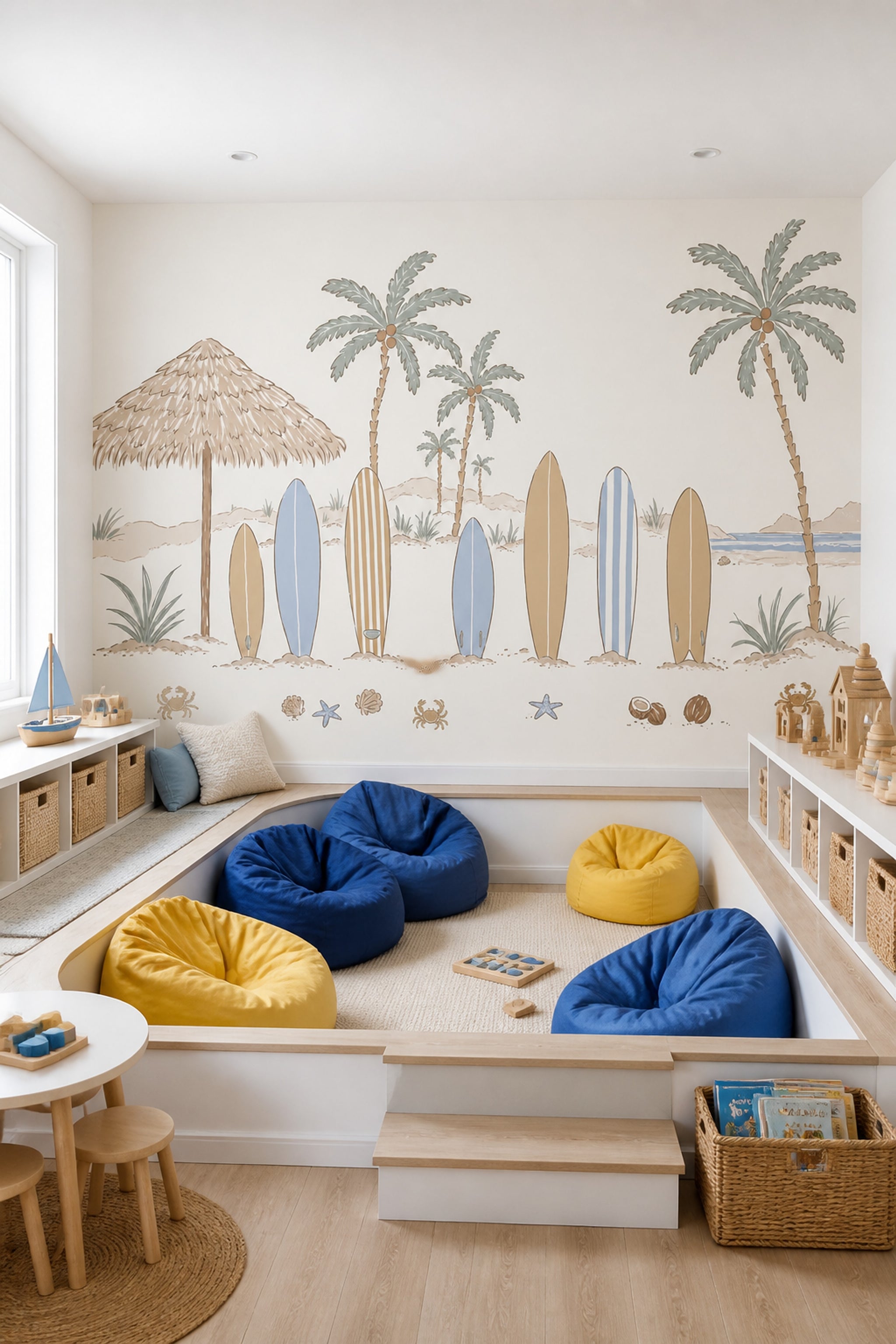 Tropical Beach Wallpaper Muted Green Coastal Wall Mural