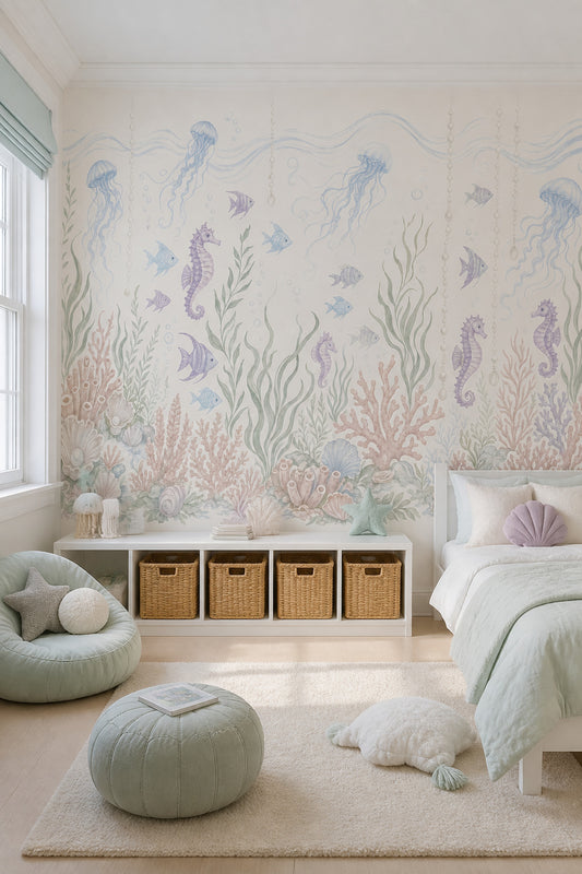 Underwater Wallpaper Coastal Jellyfish Wall Mural