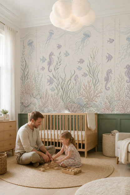 Underwater Wallpaper Coastal Jellyfish Wall Mural