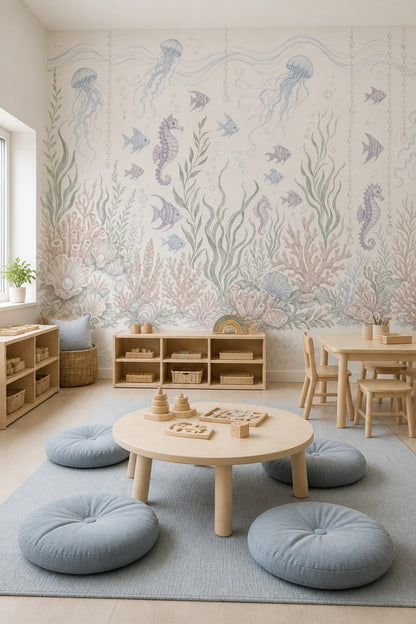 Underwater Wallpaper Coastal Jellyfish Wall Mural
