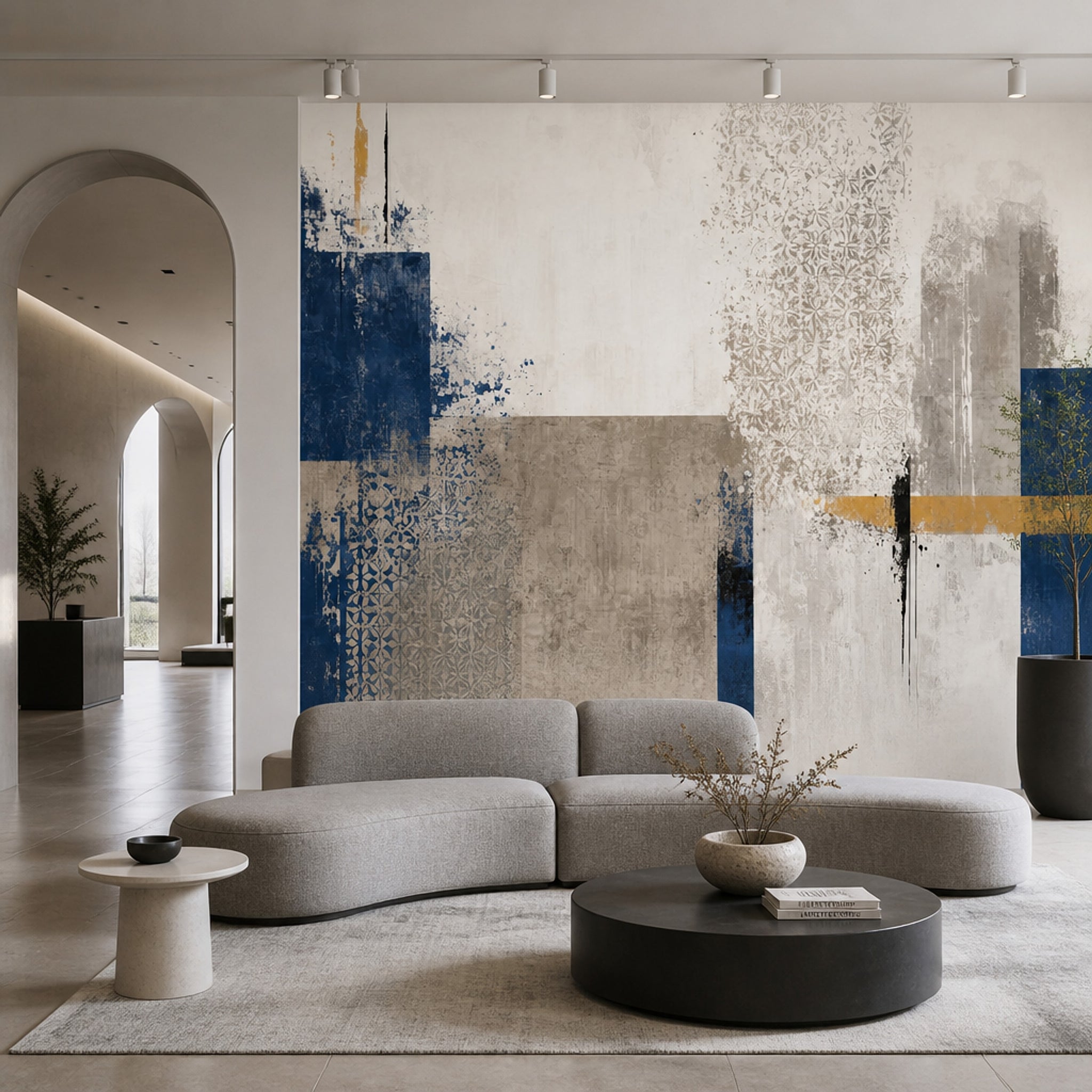 Abstract Wallpaper Geometric Removable Distressed Texture Wall Decor