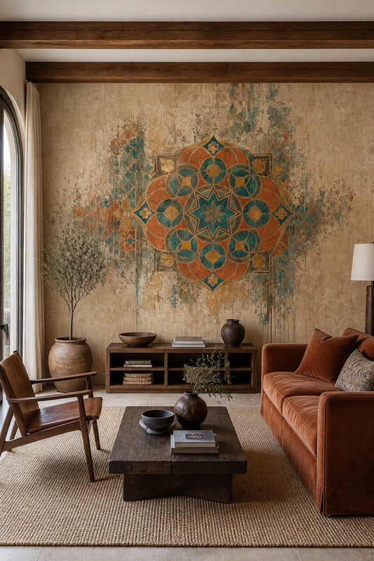 Moroccan Medallion Wallpaper Geometric Vintage Removable Wall Decor