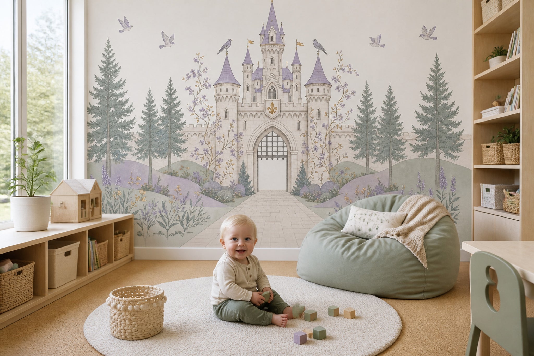 Walls Wallpaper Castle Garden Removable Wall Decor