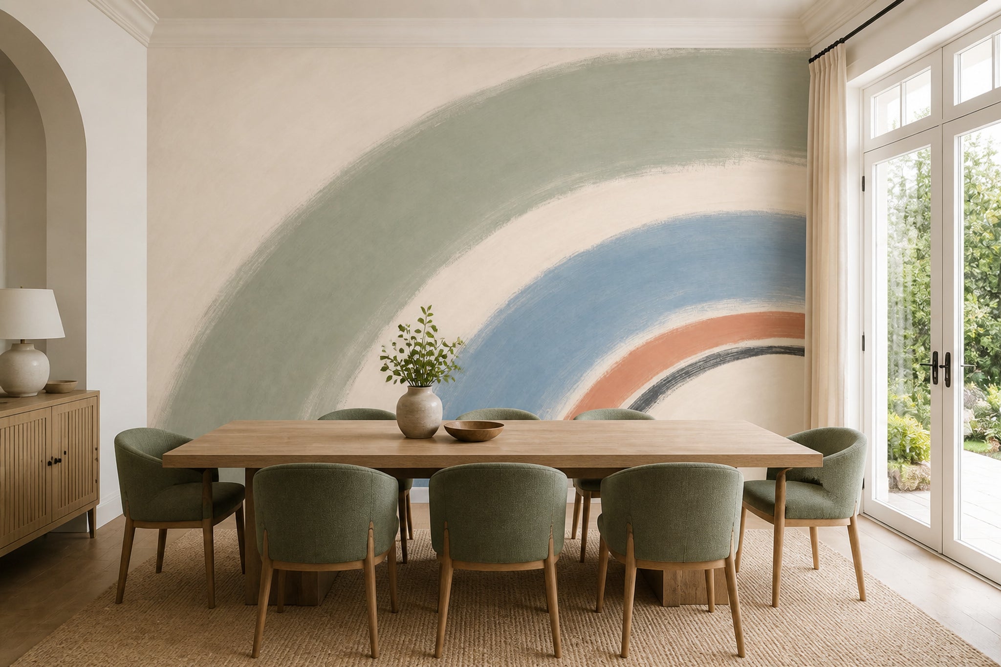 Abstract Wallpaper Arc Painted Brushstrokes Removable Wall Decor