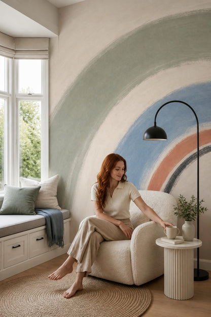 Abstract Wallpaper Arc Painted Brushstrokes Removable Wall Decor