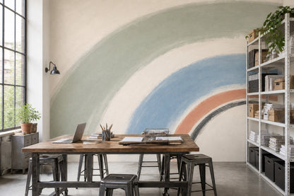 Abstract Wallpaper Arc Painted Brushstrokes Removable Wall Decor