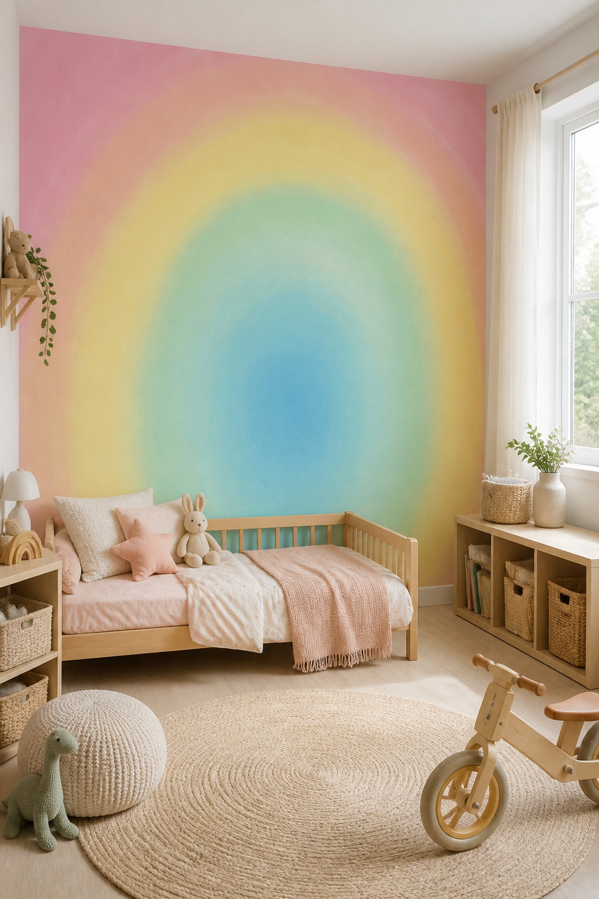 Pastel Rainbow Wallpaper Abstract Ombre Removable Wall Decor