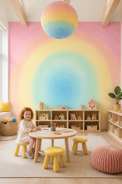 Pastel Rainbow Wallpaper Abstract Ombre Removable Wall Decor