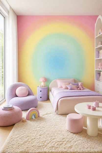 Pastel Rainbow Wallpaper Abstract Ombre Removable Wall Decor