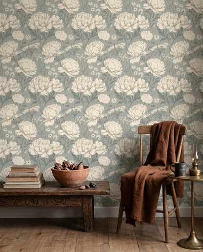 Botanical Wallpaper Peonies Daisies Decorative Mural