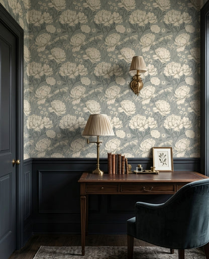 Botanical Wallpaper Peonies Daisies Decorative Mural
