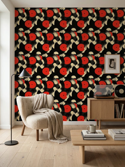 Vinyl Records Wallpaper Abstract Removable Retro Wall Double Roll