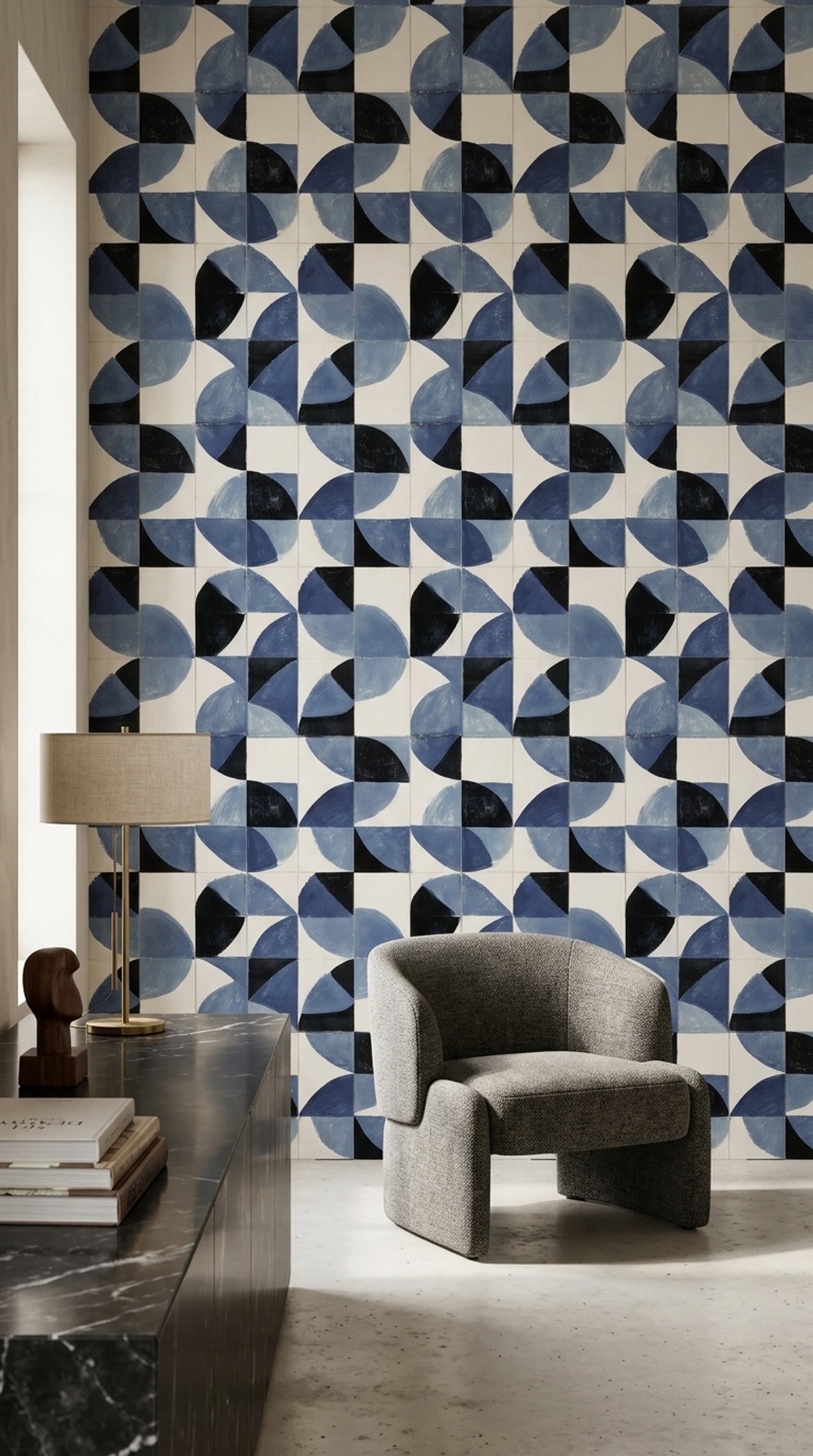 White Background Wallpaper Mid Century Modern Removable Wall Decor