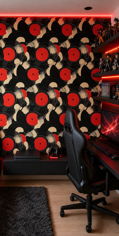 Vinyl Records Wallpaper Abstract Removable Retro Wall Double Roll