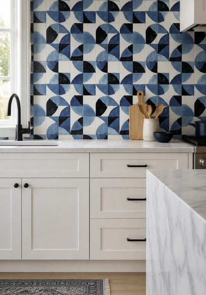 White Background Wallpaper Mid Century Modern Removable Wall Decor