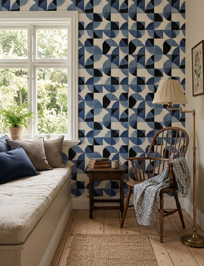 White Background Wallpaper Mid Century Modern Removable Wall Decor