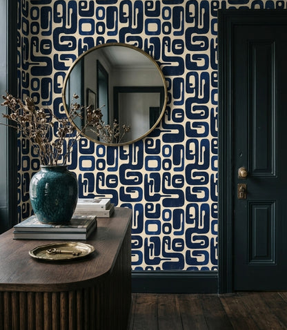 Mid Century Modern Wallpaper Abstract Pattern Removable Modern Retro Wall Double Roll