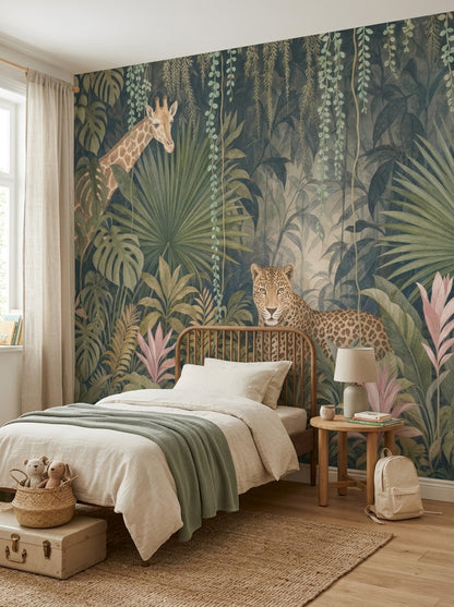Watercolor Texture Wallpaper Muted Green Removable Wall Decor