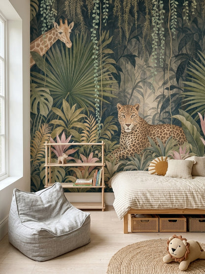 Watercolor Texture Wallpaper Muted Green Removable Wall Decor