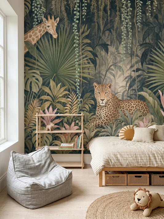 Watercolor Texture Wallpaper Muted Green Removable Wall Decor