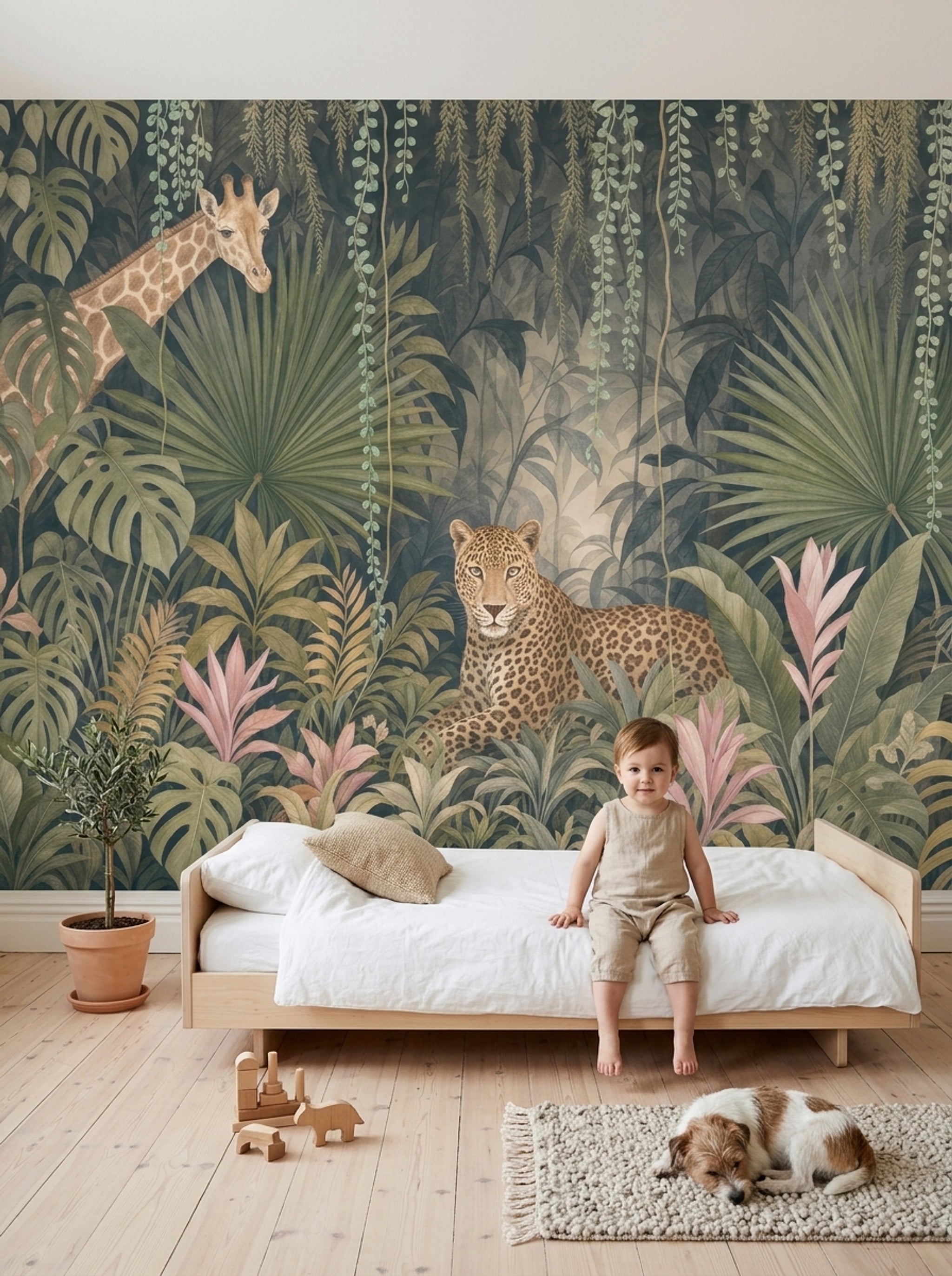 Watercolor Texture Wallpaper Muted Green Removable Wall Decor