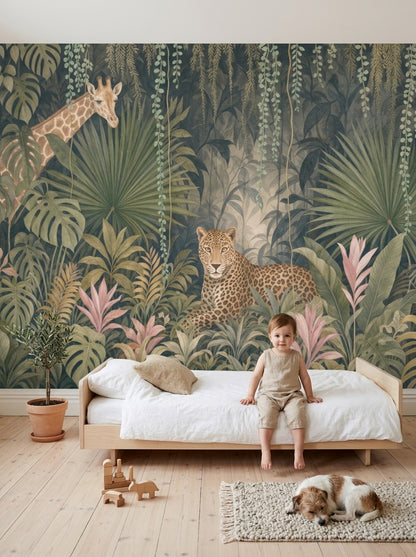 Watercolor Texture Wallpaper Muted Green Removable Wall Decor