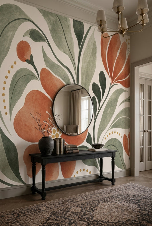 Watercolor Texture Wallpaper Botanical Floral Removable Wall Decor