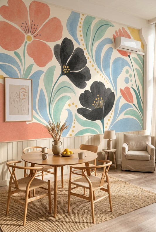 Watercolor Texture Wallpaper Botanical Removable Floral Wall Decor