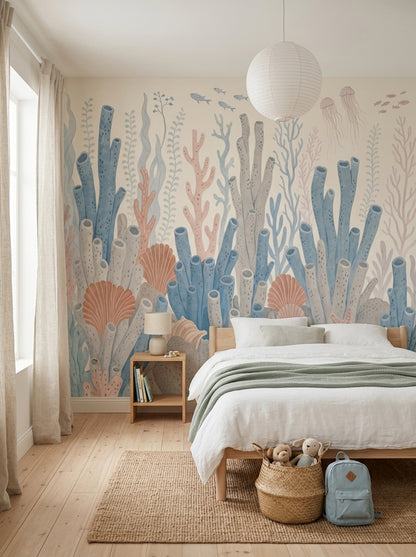 Coral Reef Wallpaper Underwater Removable Coastal Wall Decor