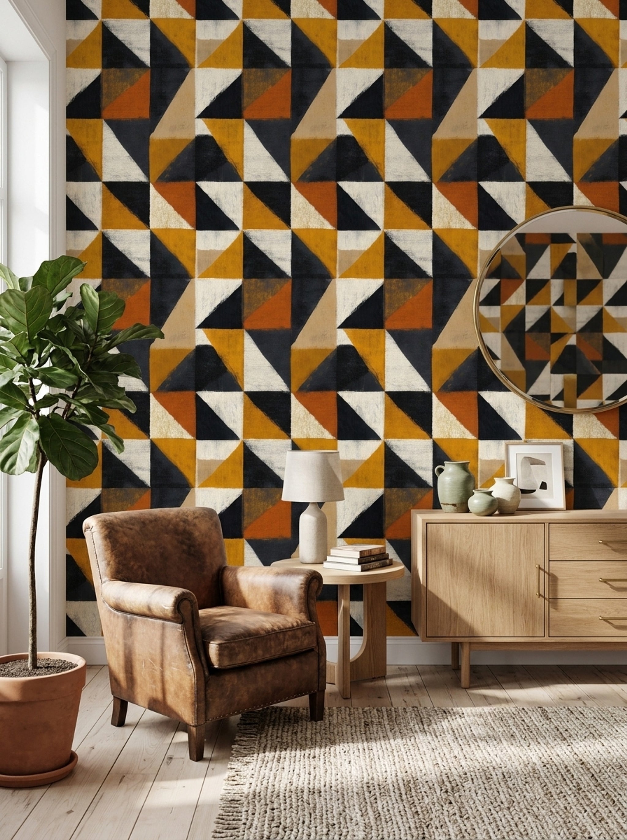 Mid Century Modern Wallpaper Retro Modern Removable Wall Decor