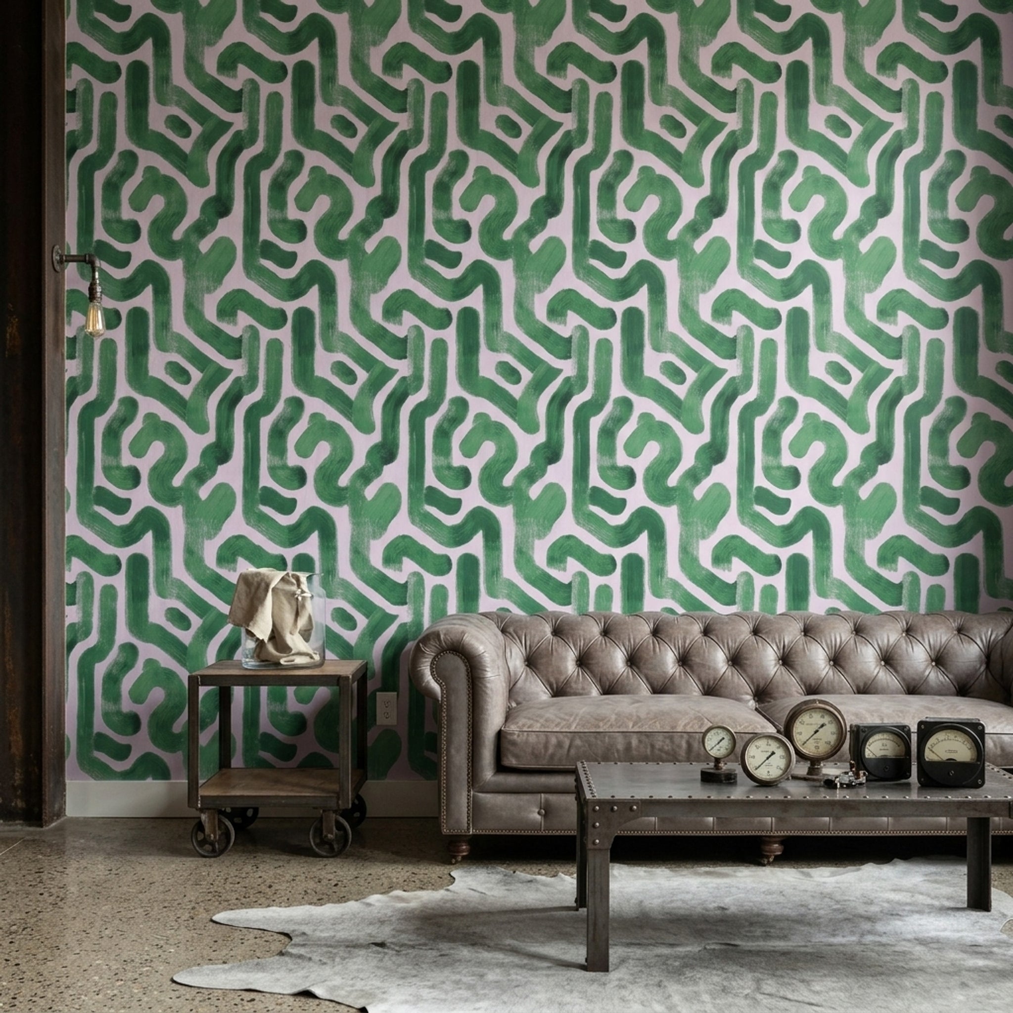Green Brushstrokes Wallpaper Painterly Organic Shapes Decorative Mural