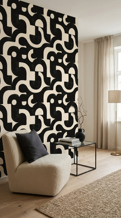 Mid Century Modern Wallpaper Retro Geometric Removable Wall Decor