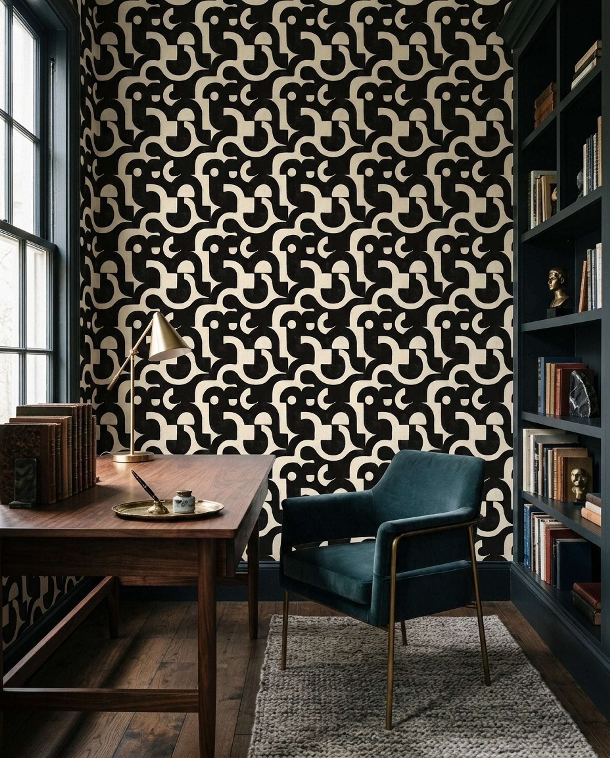 Mid Century Modern Wallpaper Retro Geometric Removable Wall Decor