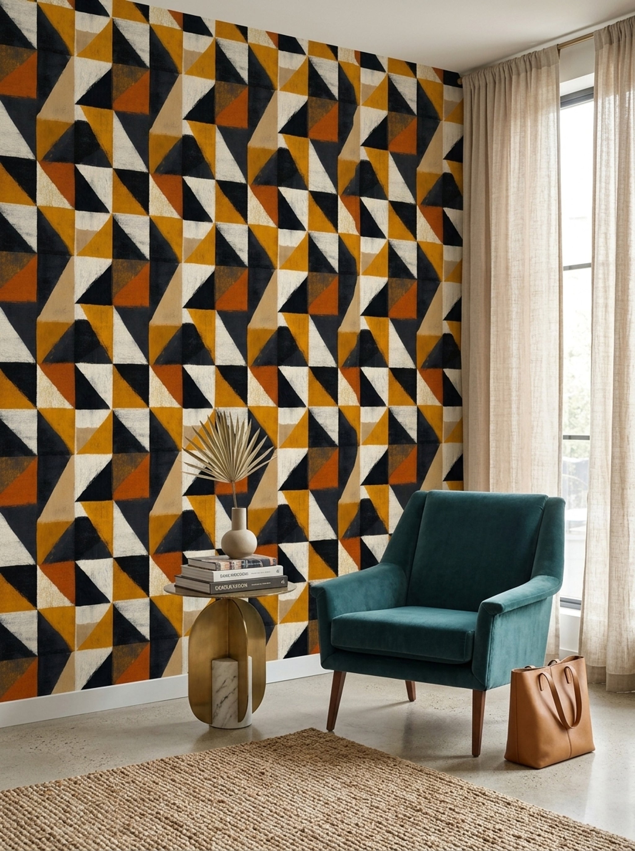 Mid Century Modern Wallpaper Retro Modern Removable Wall Decor