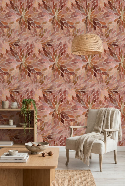 Abstract Floral Wallpaper Petal Mosaic Bohemian Decorative Mural