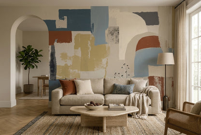 Abstract Wallpaper Geometric Brushstroke Removable Wall Decor
