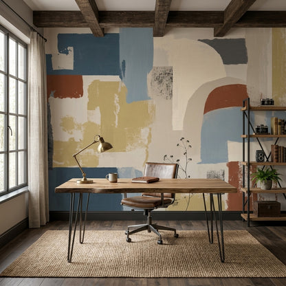 Abstract Wallpaper Geometric Brushstroke Removable Wall Decor