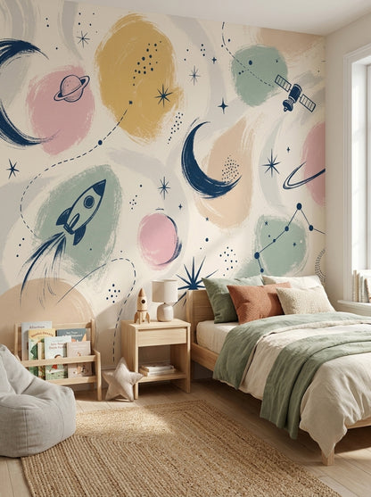 White Background Wallpaper Space Removable Kids Wall Decor